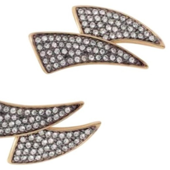 :: Stella & Dot⚜️🌚Pavé Horn Ear Jacket Earrings - Picture 3 of 8